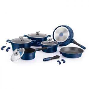 Royalty Line 14 piece Marble Coating Cookware Set Blue