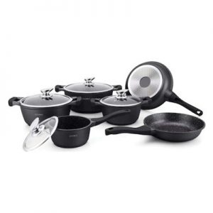 Royalty Line 10 Piece Marble Coating Cookware Set ES1010 Black