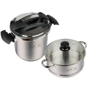 Royalty Line – 8 Liter Stainless Steel Pressure Cooker + Couscous Steamer – RL-PC8-LC