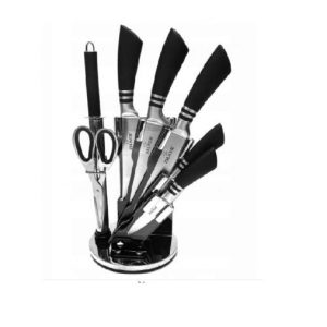 BLACK stainless steel 6-piece knife set with sharpener and scissors