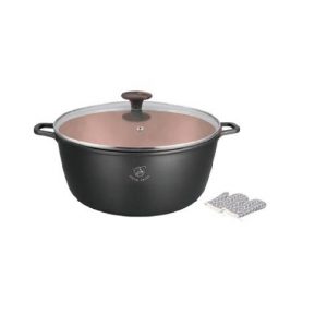 Royal Swiss - Marble soup/casserole - With glass cover plate black - for induction -Ø24 CM - 2 L