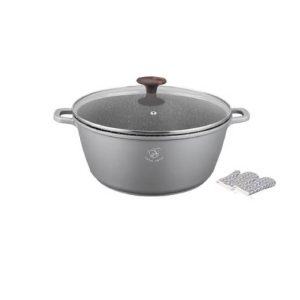 Royal Swiss - Marble soup/casserole - With gray glass cover - for induction -Ø 24 CM - 4 L