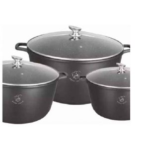Set of 3 Non-Stick Stone Pots 28/32/36cm - Healthy and Homogeneous Cooking